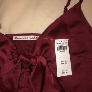 NWT A&F satin tie front tank top